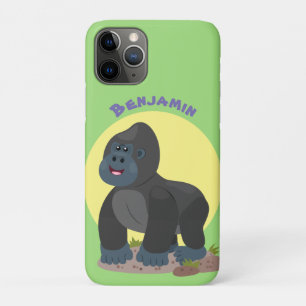 Cute happy big gorilla cartoon illustration iPhone 11 pro case
