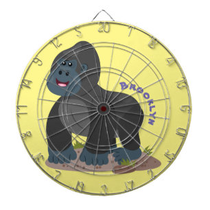 Cute happy big gorilla cartoon illustration dartboard
