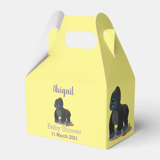 Cute happy big gorilla cartoon illustration favour box (Front Side)