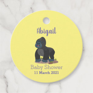 Cute happy big gorilla cartoon illustration favour tags