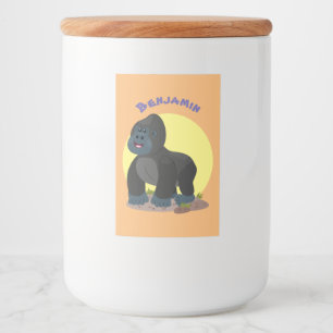 Cute happy big gorilla cartoon illustration food label