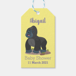 Cute happy big gorilla cartoon illustration gift tags