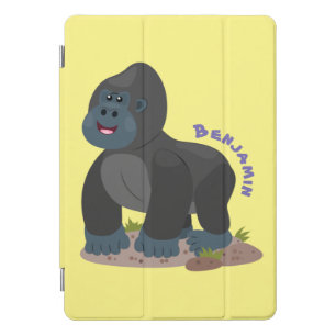 Cute happy big gorilla cartoon illustration iPad pro cover