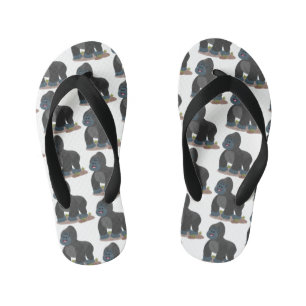 Cute happy big gorilla cartoon illustration kid's flip flops