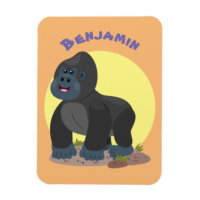 Cute happy big gorilla cartoon illustration magnet (Vertical)