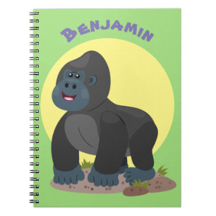 Cute happy big gorilla cartoon illustration notebook