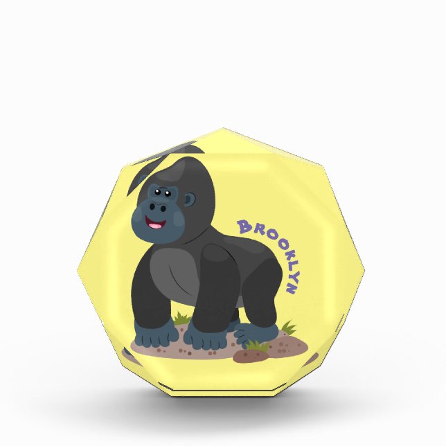 Cute happy big gorilla cartoon illustration photo block (Front)
