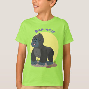 Cute happy big gorilla cartoon illustration T-Shirt