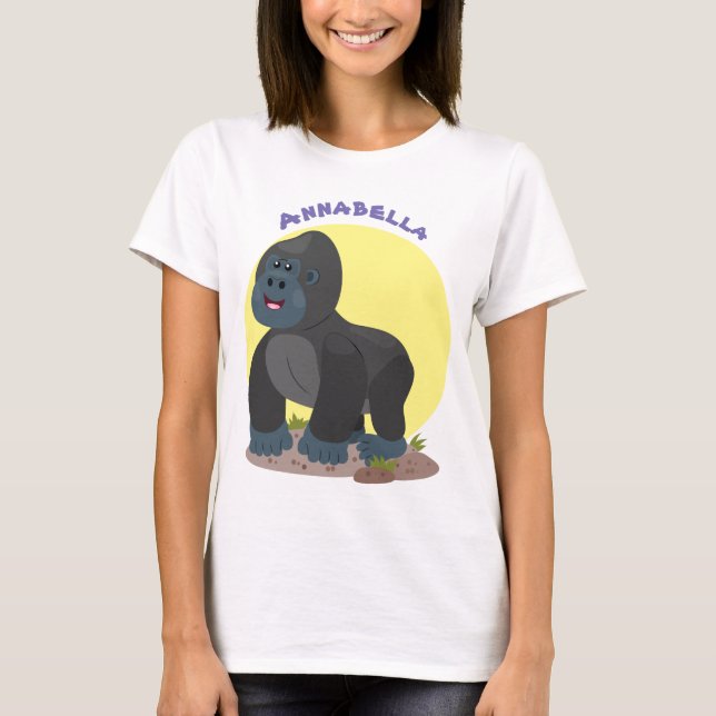 Cute happy big gorilla cartoon illustration T-Shirt (Front)