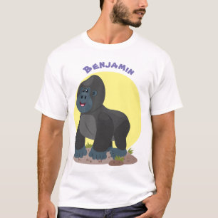 Cute happy big gorilla cartoon illustration T-Shirt