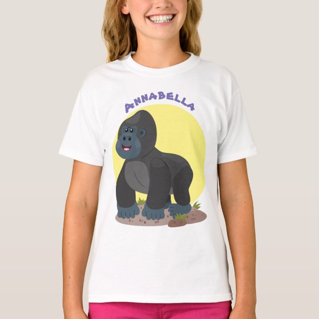 Cute happy big gorilla cartoon illustration T-Shirt (Front)