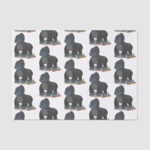 Cute happy big gorilla cartoon illustration tissue paper