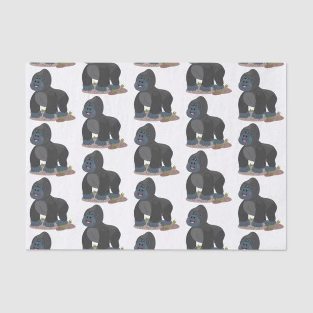 Cute happy big gorilla cartoon illustration tissue paper (Front)