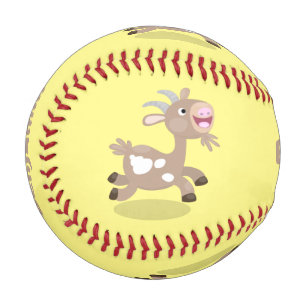 Cute happy billy goat cartoon baseball