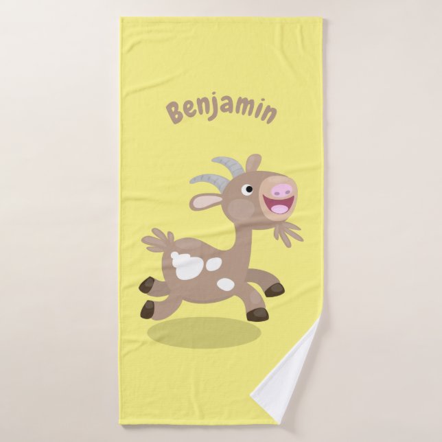 Cute happy billy goat cartoon bath towel set (Bath Towel)