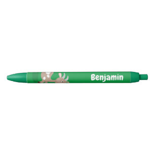 Cute happy billy goat cartoon black ink pen