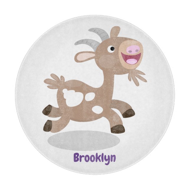 Cute happy billy goat cartoon cutting board (Front)