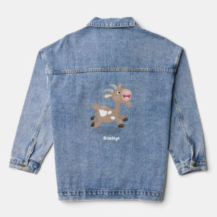 Cute happy billy goat cartoon denim jacket