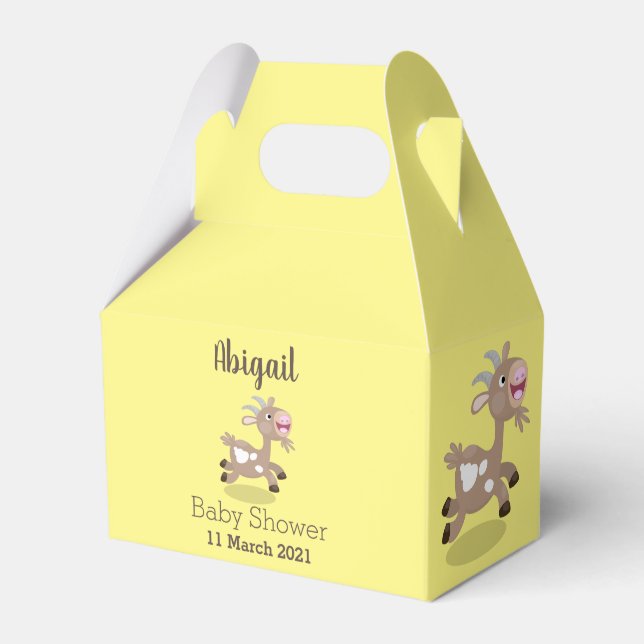Cute happy billy goat cartoon favour box (Front Side)