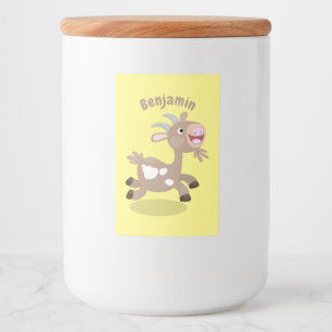 Cute happy billy goat cartoon food label