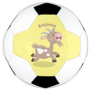 Cute happy billy goat cartoon football
