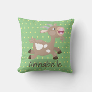 Cute happy billy goat cartoon illustration cushion