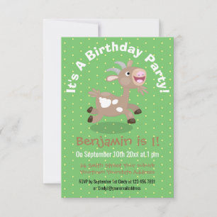 Cute happy billy goat cartoon illustration invitation