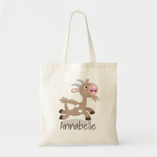 Cute happy billy goat cartoon illustration tote bag