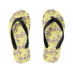 Cute happy billy goat cartoon kid's flip flops