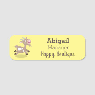 Cute happy billy goat cartoon name tag