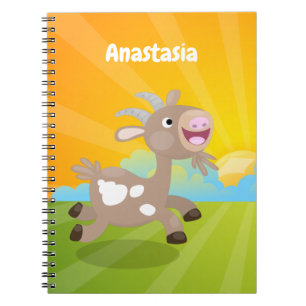 Cute happy billy goat cartoon notebook