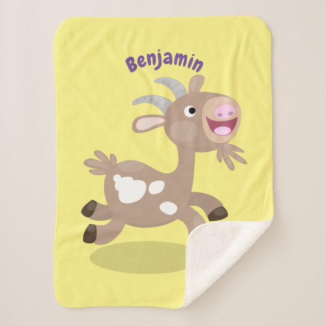 Cute happy billy goat cartoon  sherpa blanket (Front)