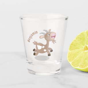 Cute happy billy goat cartoon shot glass