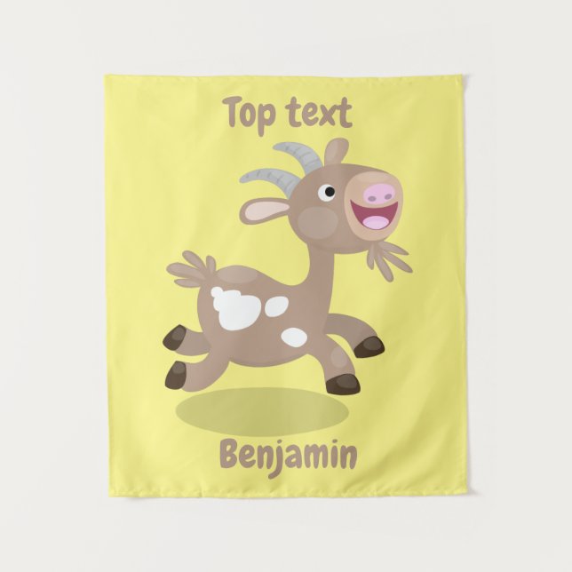 Cute happy billy goat cartoon  tapestry (Front)