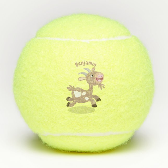 Cute happy billy goat cartoon tennis balls (Front)
