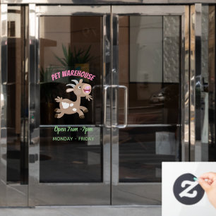 Cute happy billy goat cartoon window cling