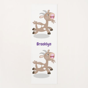 Cute happy billy goat cartoon yoga mat