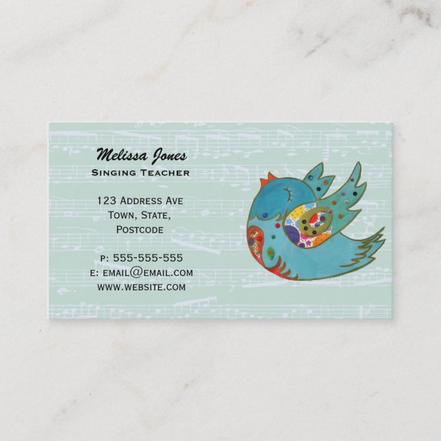Cute happy bird business card (Front)