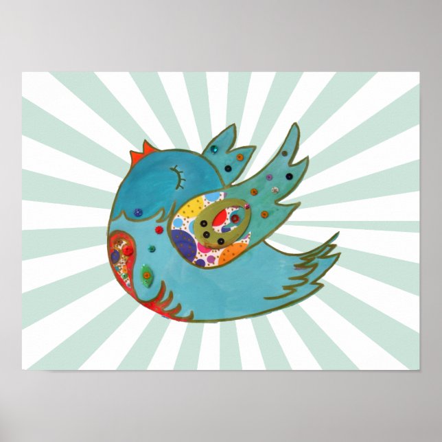 Cute happy bird poster (Front)