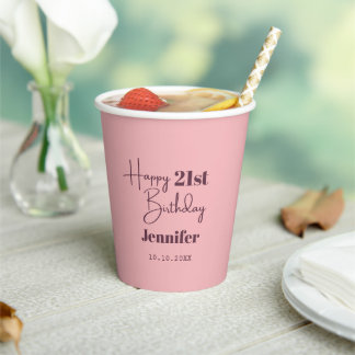 Cute Happy Birthday Any-age Personalised Paper Cups