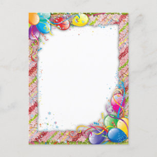 Cute Happy Birthday Balloon Border Postcard