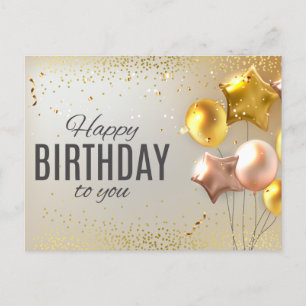 Cute Happy Birthday Balloon Confetti Postcard