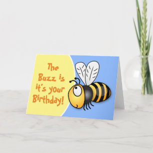 Cute happy birthday bee cartoon illustration card