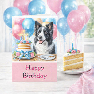 Cute Happy Birthday Border Collie Greeting Card
