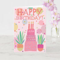 Cute Happy Birthday Cake Pink
