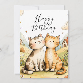 Cute Happy Birthday Cat Card