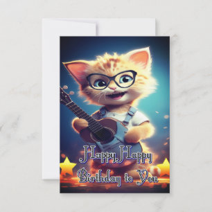 Cute Happy Birthday cat Card