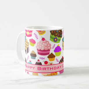 Cute Happy Birthday Cupcake Coffee Mug