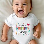 Cute Happy Birthday Daddy Baby Bodysuit<br><div class="desc">Celebrate Daddy's special day in style with our adorable "Happy Birthday Daddy" baby bodysuits! These cute and comfy outfits are perfect for dressing your little one to join in the birthday festivities. Each bodysuit features charming designs and sweet messages that will melt Daddy's heart on his big day. Whether you're...</div>