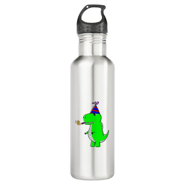 Cute Happy Birthday Dinosaur 710 Ml Water Bottle (Front)